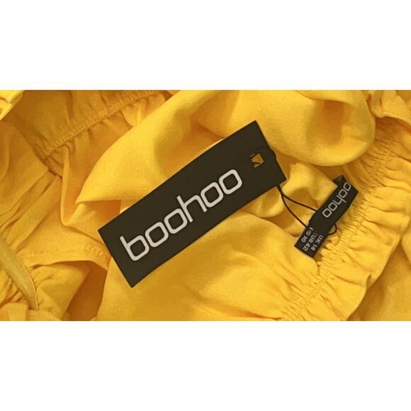 BOOHOO Yellow Ruffle Off The Shoulder Maxi Dress Size 10 - NEW - - Picture 5 of 10